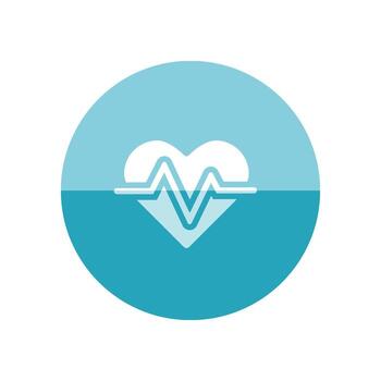 Heart rate icon in flat color circle style. Human pulse line beep graph vector