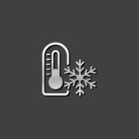 Thermometer icon in metallic grey color style.temperature measure freezing vector