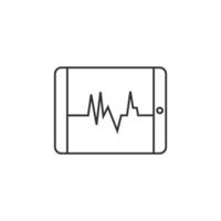 Heart rate monitor icon in thin outline style vector