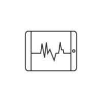 Heart rate monitor icon in thin outline style vector