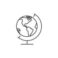 Globe icon in thin outline style vector