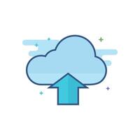 Cloud upload icon flat color style vector illustration