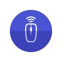 Computer mouse icon in flat color circle style. Wireless Bluetooth connection vector