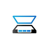 Scanner icon in flat style color. Electronic business document vector