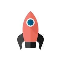 Rocket icon in flat color style. Launching, startup, media idea vector