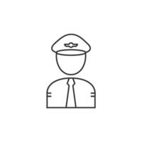 Pilot avatar icon in thin outline style vector