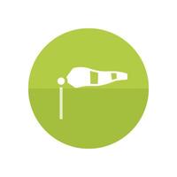 Windsock icon in flat color circle style. Air wind direction indicate aviation instrument vector