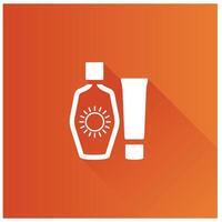 Tanning lotions flat color icon long shadow vector illustration