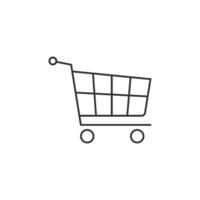 Shopping cart icon in thin outline style vector