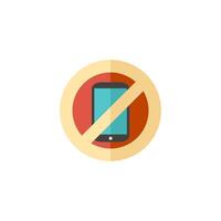 Phone restriction area icon in flat color style. Smartphone prohibited vector