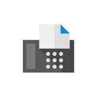 Facsimile icon in flat color style. Office electrical machine equipment fax copy print vector