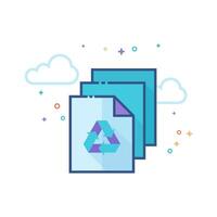 Recycle symbol icon flat color style vector illustration