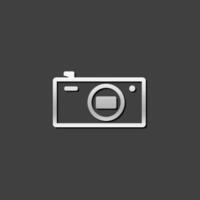 Camera icon in metallic grey color style. Photography pocket compact vector