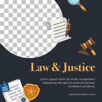 Flat design law firm social media template vector