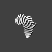 Africa map striped icon in metallic grey color style. Continent safari travel vector