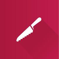 Bread knife flat color icon long shadow vector illustration