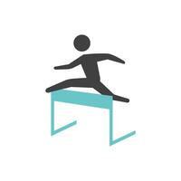 Hurdle run icon in flat color style. Sport competition running sprint challenge vector