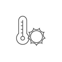 Thermometer icon in thin outline style vector