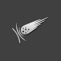 Comet icon in metallic grey color style. Asteroid space falling vector