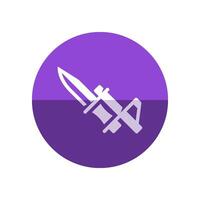 Bayonet knife icon in flat color circle style. Weapon vintage riffle assault army war battle danger dagger vector