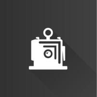 Large format camera flat color icon long shadow vector illustration