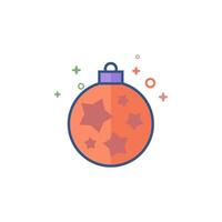 Christmas orb icon flat color style vector illustration