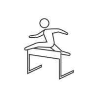 Hurdle run icon in thin outline style vector