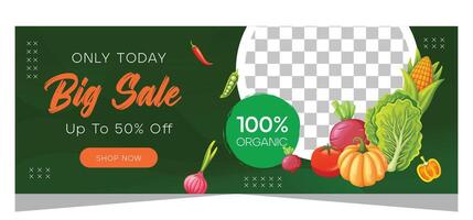 Vegetarian food banner template design vector