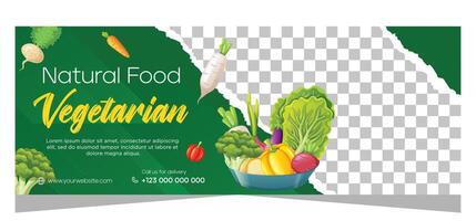 Organic and healthy food banner template design vector