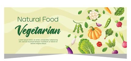 Vegetarian horizontal banner template design vector