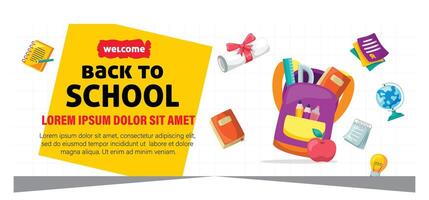 Flat design minimal back to school banner template vector