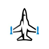 Fighter jet icon in duo tone color. Aircraft military attack vector