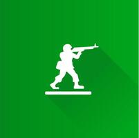 Toy soldier flat color icon long shadow vector illustration