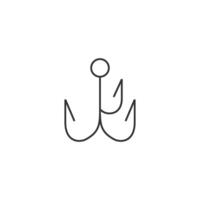 Fishing hook icon in thin outline style vector