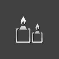 Candles icon in metallic grey color style. Light memorial fire vector