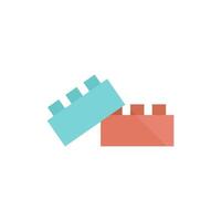 Building blocks icon in flat color style. Children toy playing game creativity vector