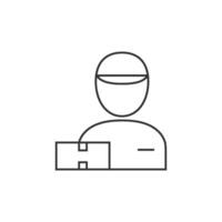 Delivery man icon in thin outline style vector