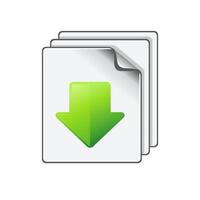 Multiple download arrow icon in color. File data retrieve vector