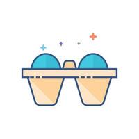 Egg card box icon flat color style vector illustration