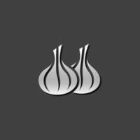 Garlic icon in metallic grey color style. Food cooking ingredient vector