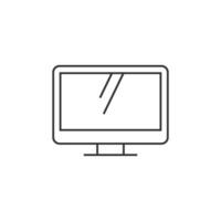 Desktop computer icon in thin outline style vector