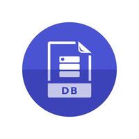 DB File format icon in flat color circle style. Extension database queries data server computer vector