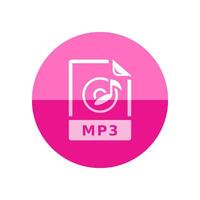 Audio file icon in flat color circle style. Computer data music streaming online download vector