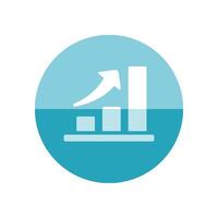 Bar chart icon in flat color circle style. Finance report banking growth investment vector