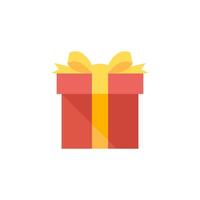 Gift box icon in flat color style. Holiday Christmas birthday party present surprise vector