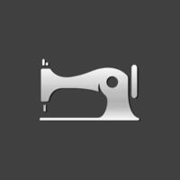 Vintage sewing machine icon in metallic grey color style. Tailor dressmaker fashion vector