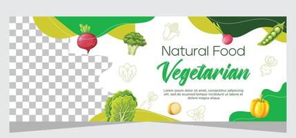 Vegetarian horizontal banner template design vector