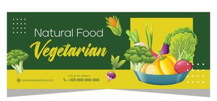 Vegetarian food banner template design vector