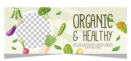 Organic and healthy food banner template design vector