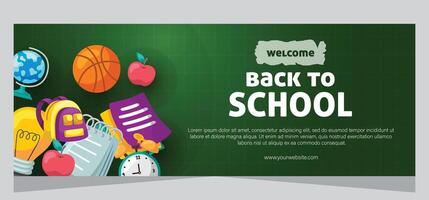 Flat design minimal back to school banner template vector